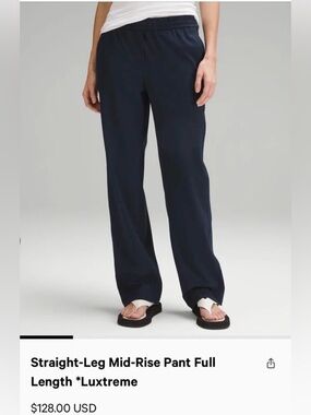 NWT Lululemon Black Straight Leg Mid-Rise Pant Luxtreme Drawstring Size Medium